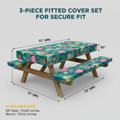 6FT Picnic Table Cover with Bench Covers