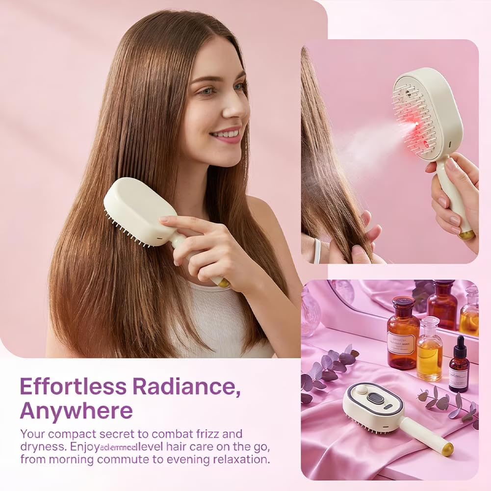 Rechargeable Hair Straightener Brush with Detangling Comb