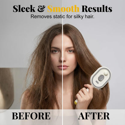Rechargeable Hair Straightener Brush with Detangling Comb