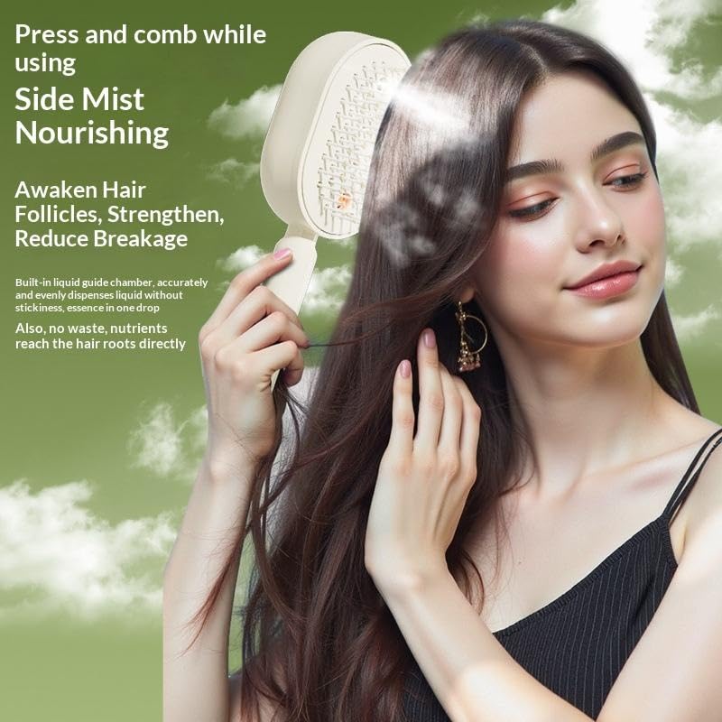 Rechargeable Hair Straightener Brush with Detangling Comb