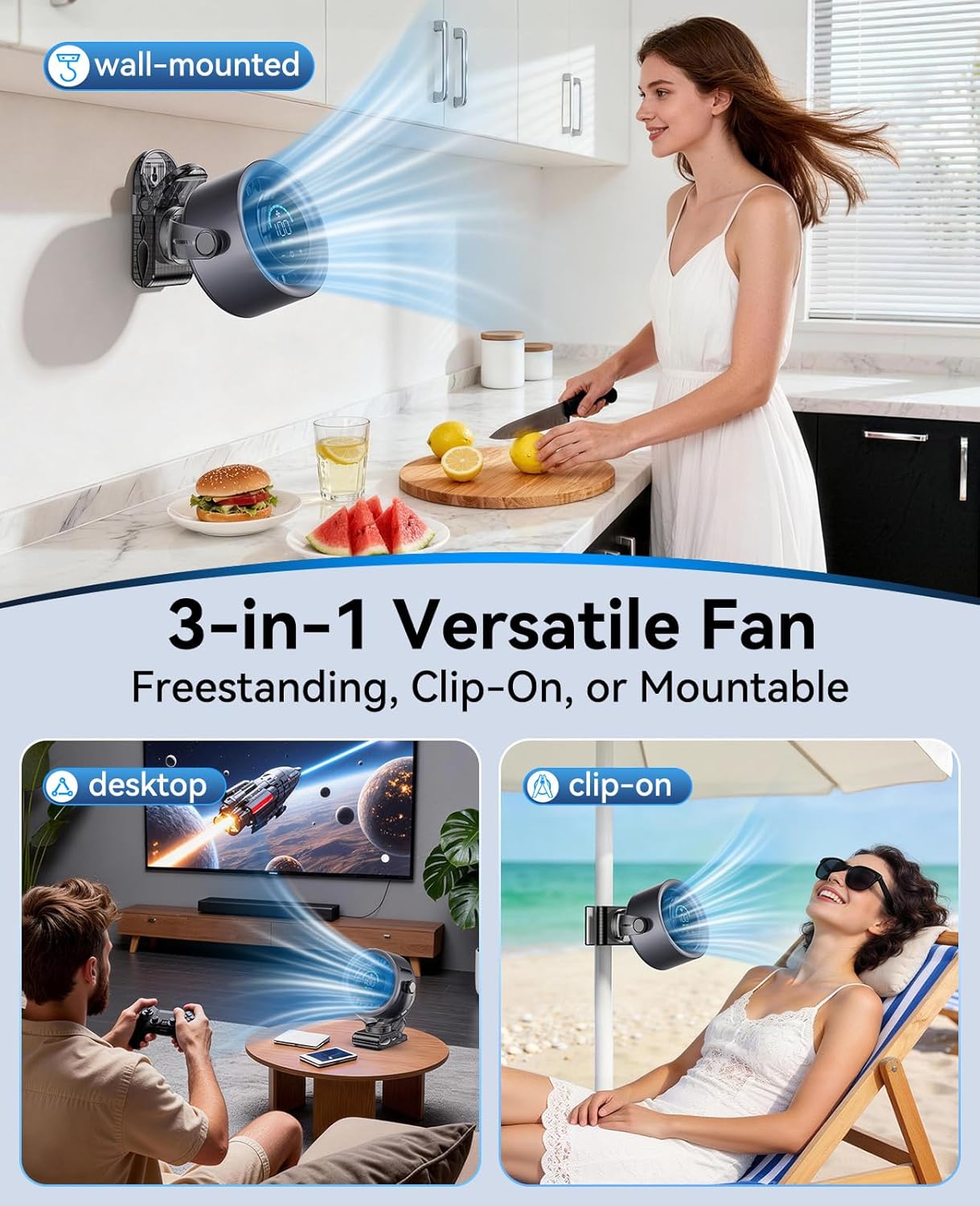 Rechargeable Portable Clip on Fan [4000MAH]