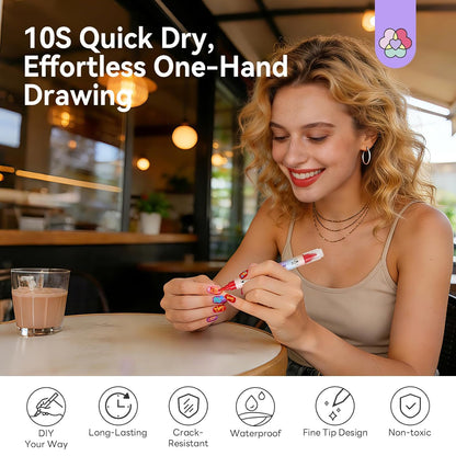 Quick Drying Dual Tip Acrylic Paint Nail Art Pens