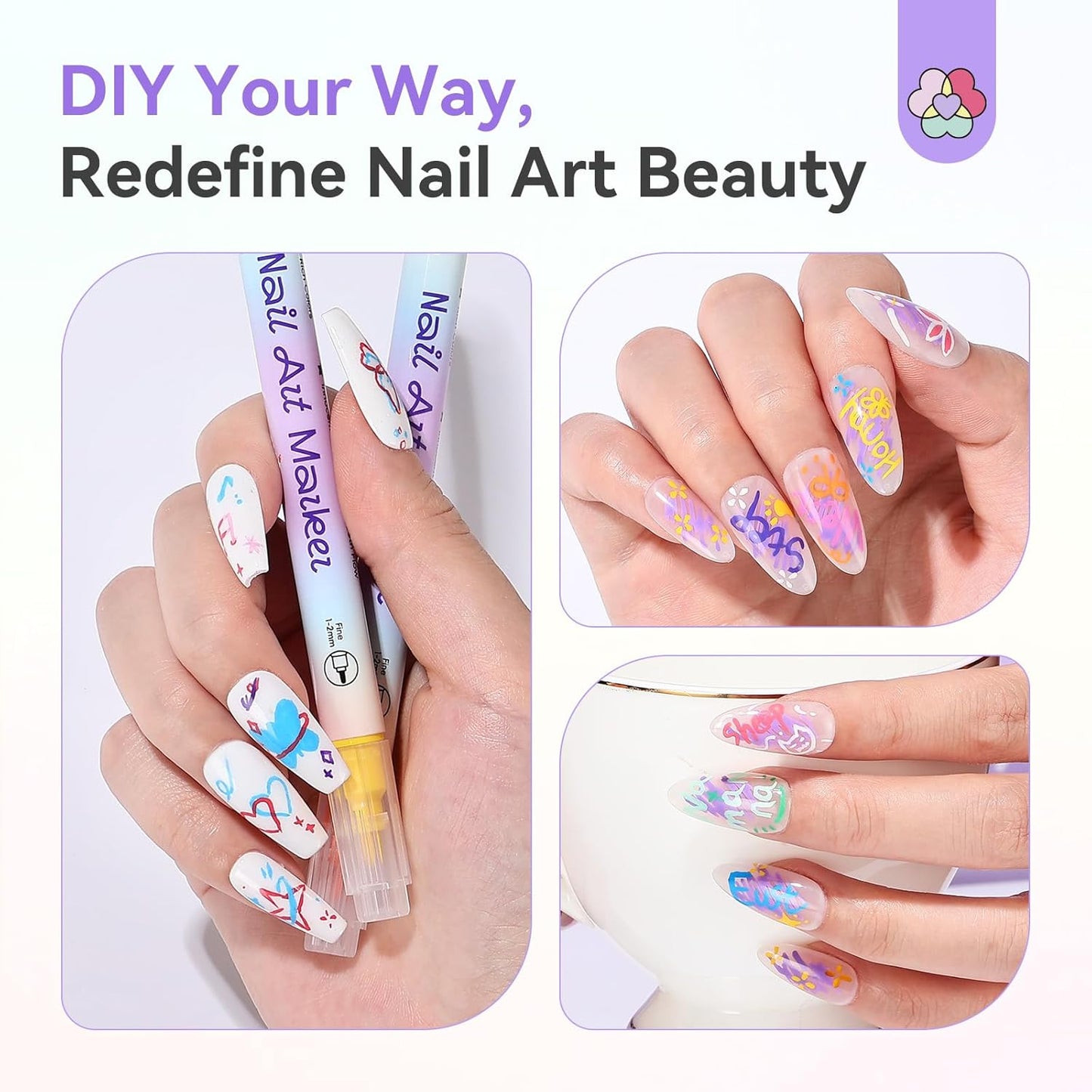 Quick Drying Dual Tip Acrylic Paint Nail Art Pens