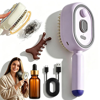 Rechargeable Hair Straightener Brush with Detangling Comb