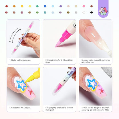 Quick Drying Dual Tip Acrylic Paint Nail Art Pens