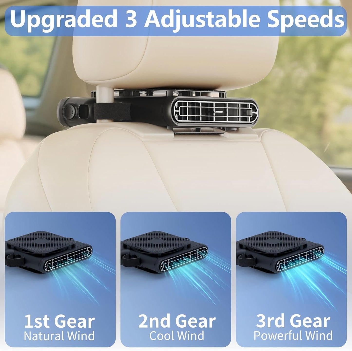 USB Car Cooling Fan for Backseat