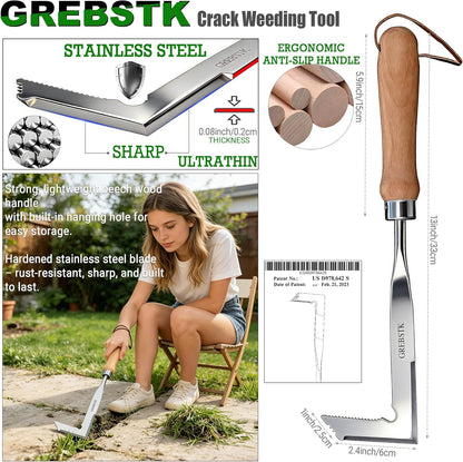 Stainless Steel Manual Weeder Beech Handle Gardening Tool