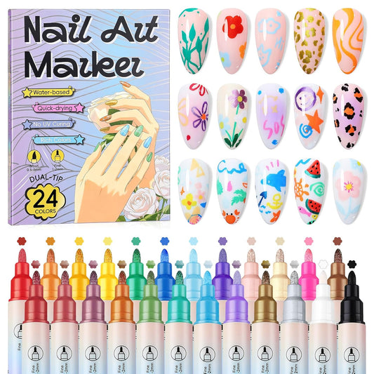 Quick Drying Dual Tip Acrylic Paint Nail Art Pens