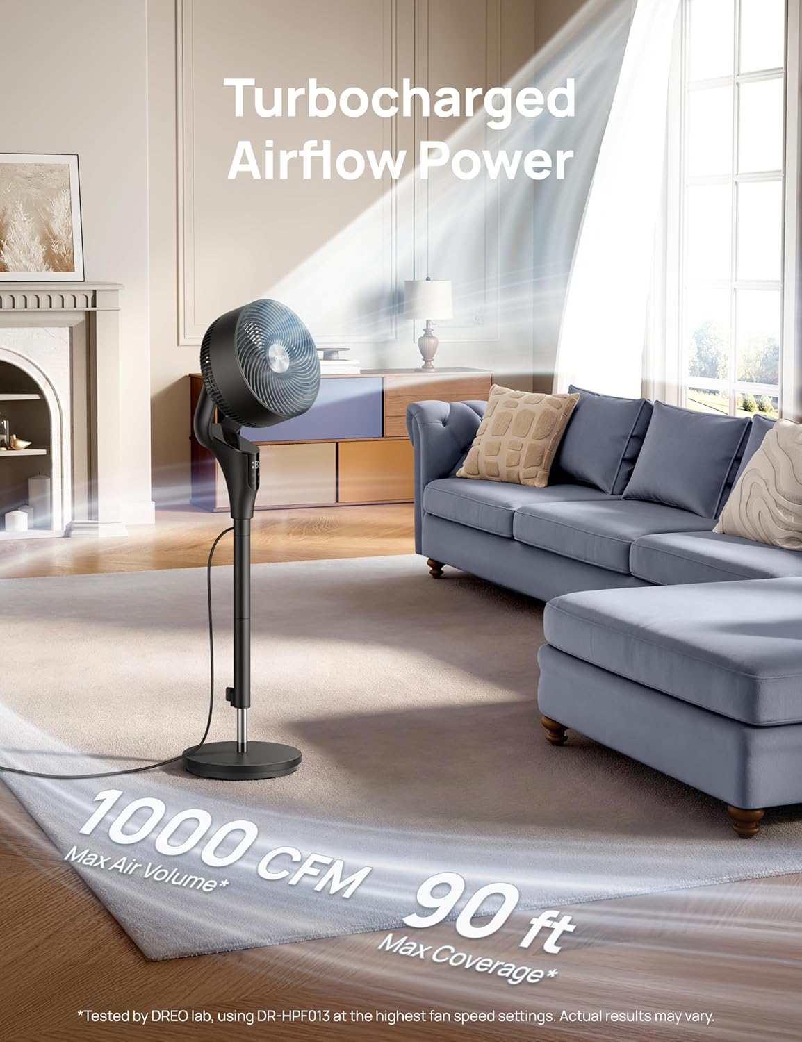 Ultra Quiet Standing Fan [90ft Airflow]