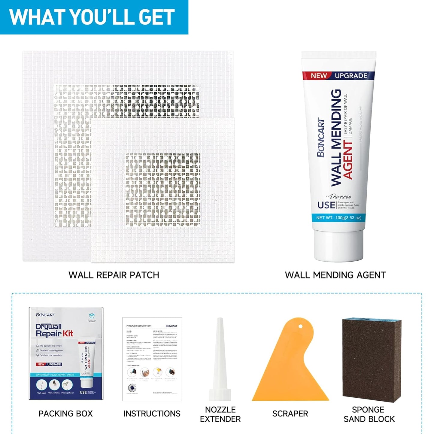 Wall Spackle & Drywall Repair Patch Kit