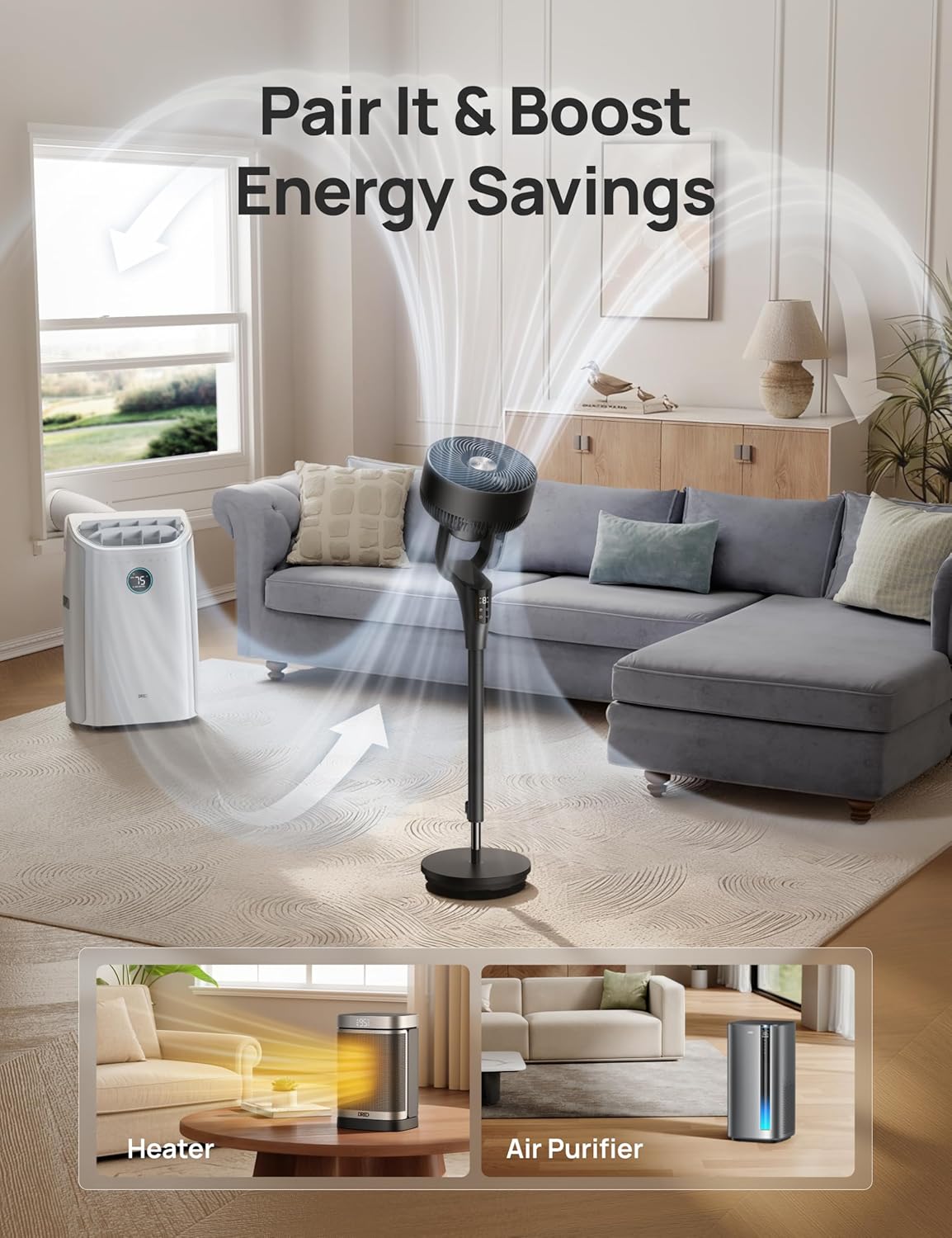 Ultra Quiet Standing Fan [90ft Airflow]