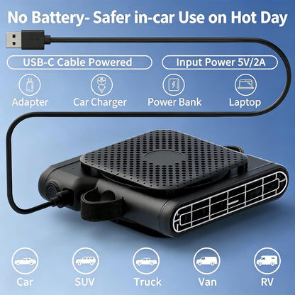 USB Car Cooling Fan for Backseat
