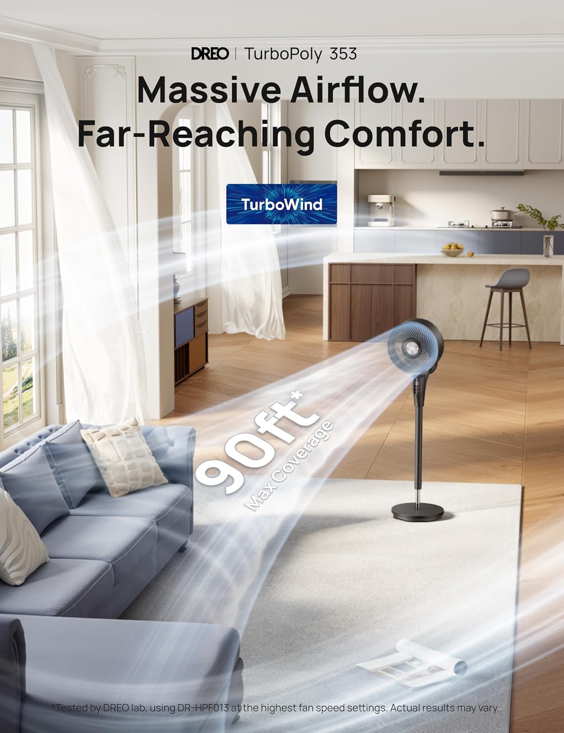 Ultra Quiet Standing Fan [90ft Airflow]
