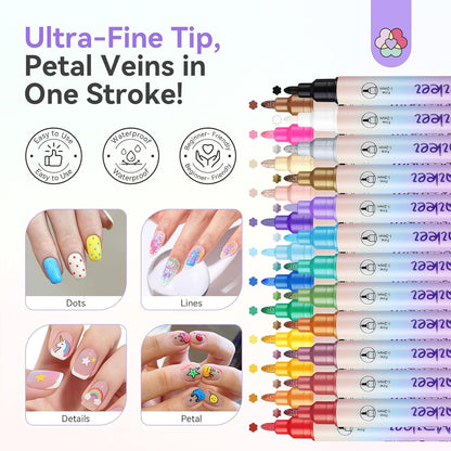 Quick Drying Dual Tip Acrylic Paint Nail Art Pens