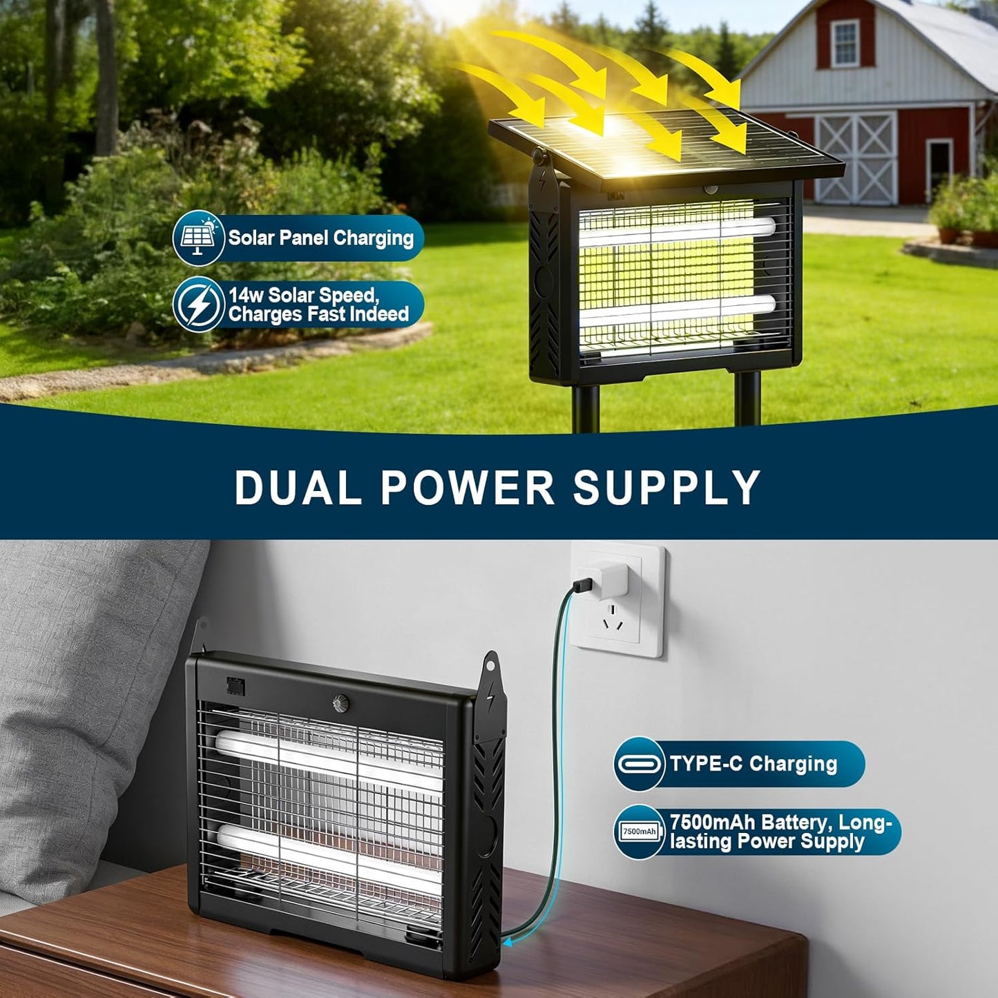 Solar Bug Zapper Outdoor Waterproof [4500V]