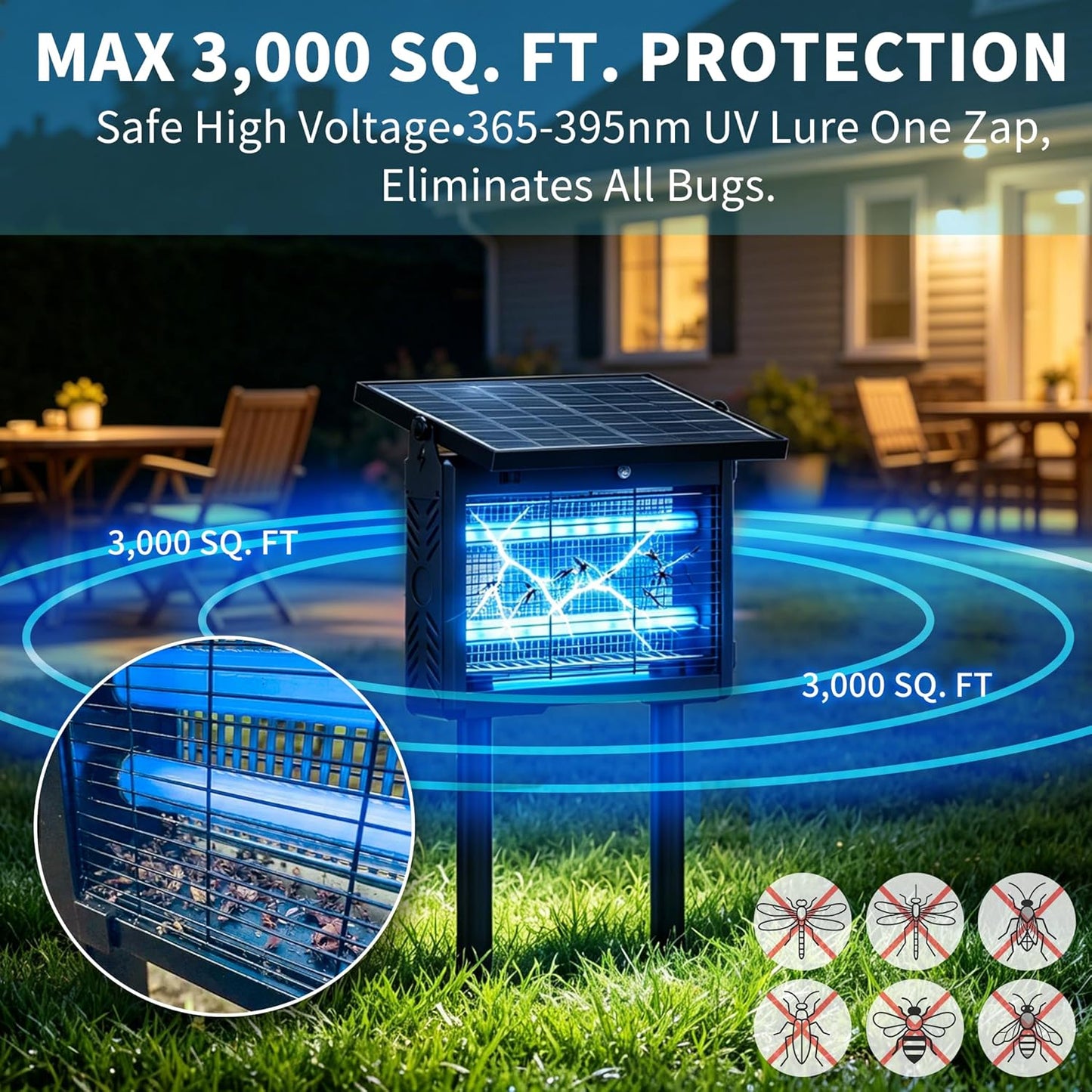 Solar Bug Zapper Outdoor Waterproof [4500V]