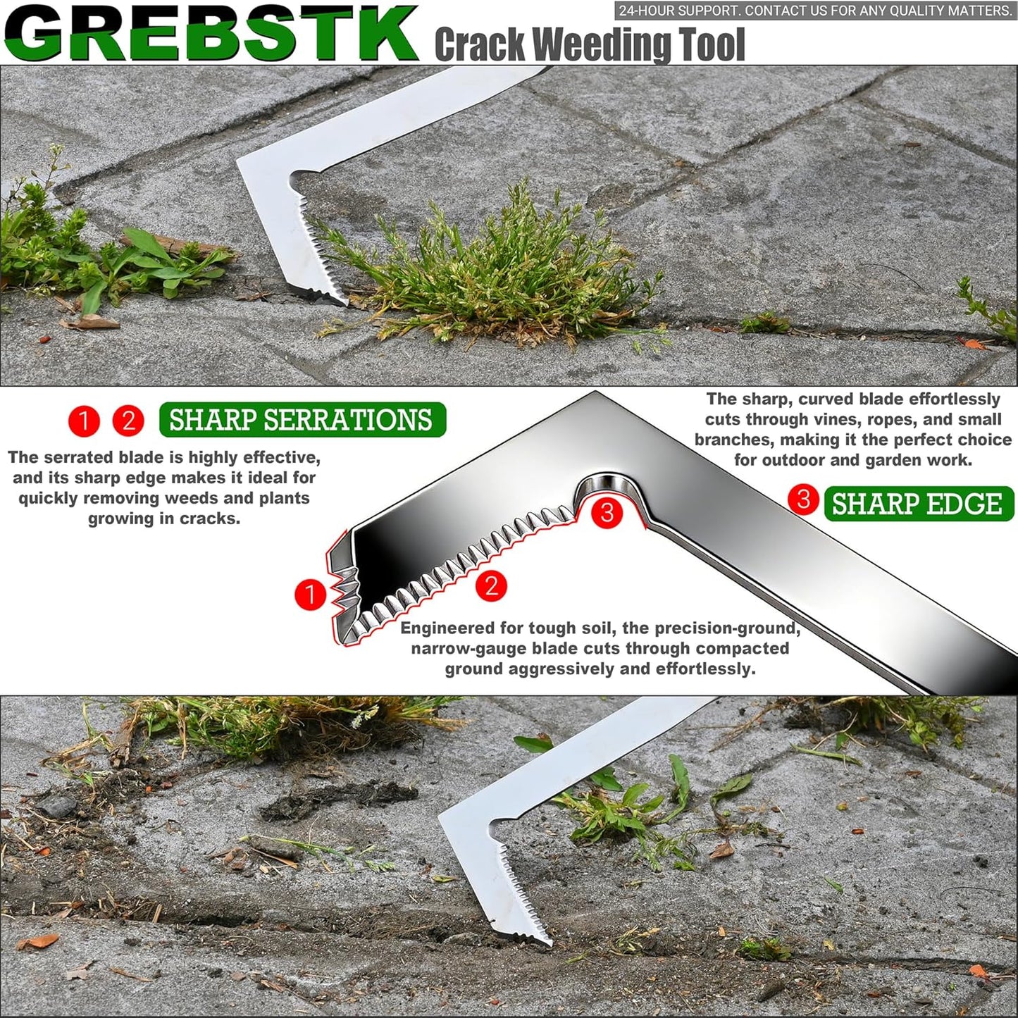 Stainless Steel Manual Weeder Beech Handle Gardening Tool