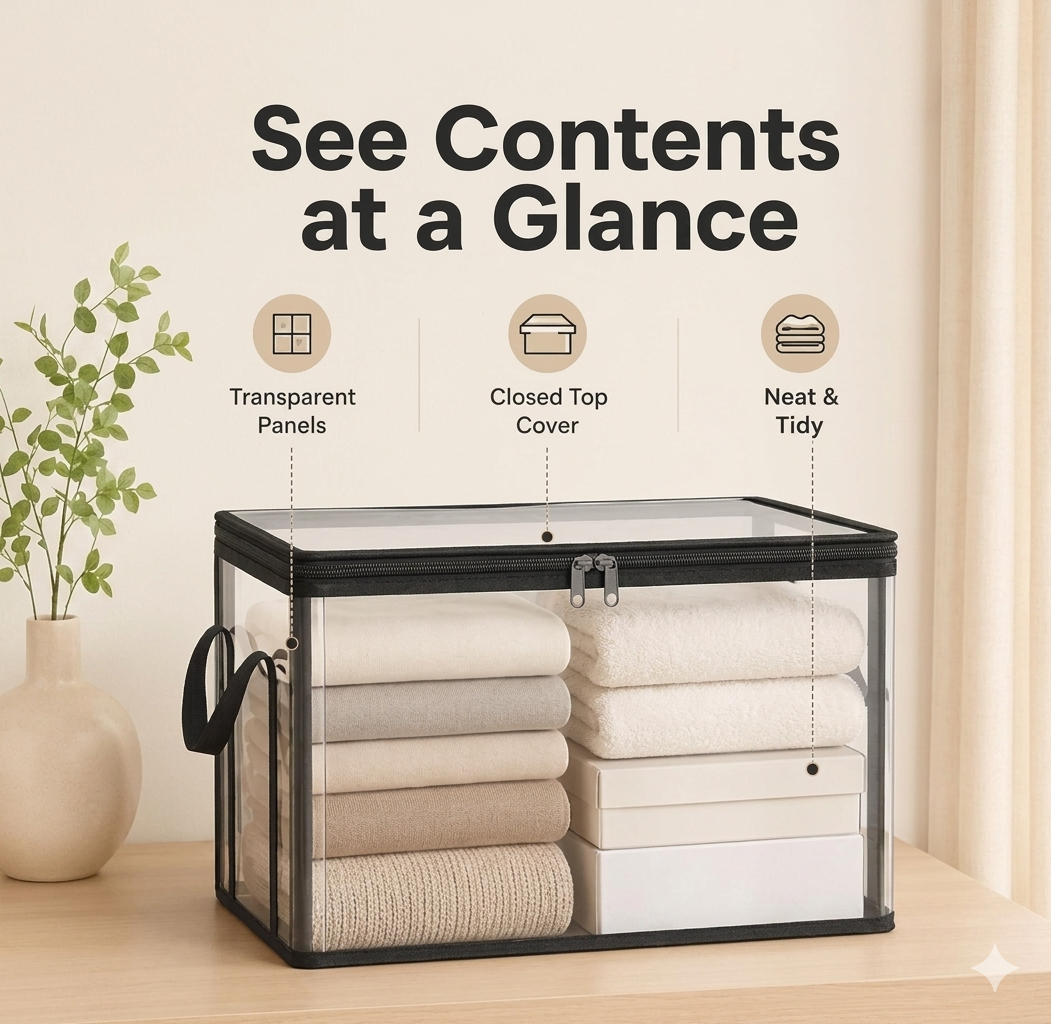 Foldable Transparent Large Storage Boxes
