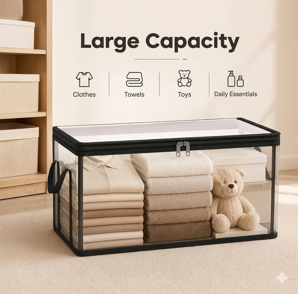 Foldable Transparent Large Storage Boxes