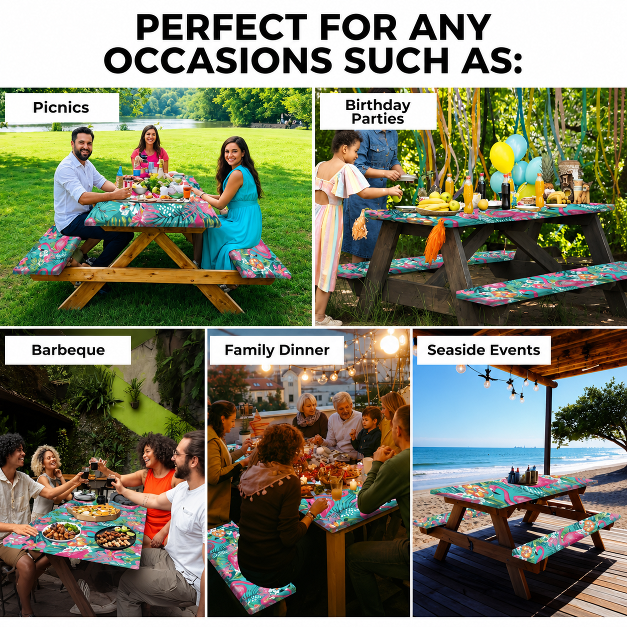 6FT Picnic Table Cover with Bench Covers